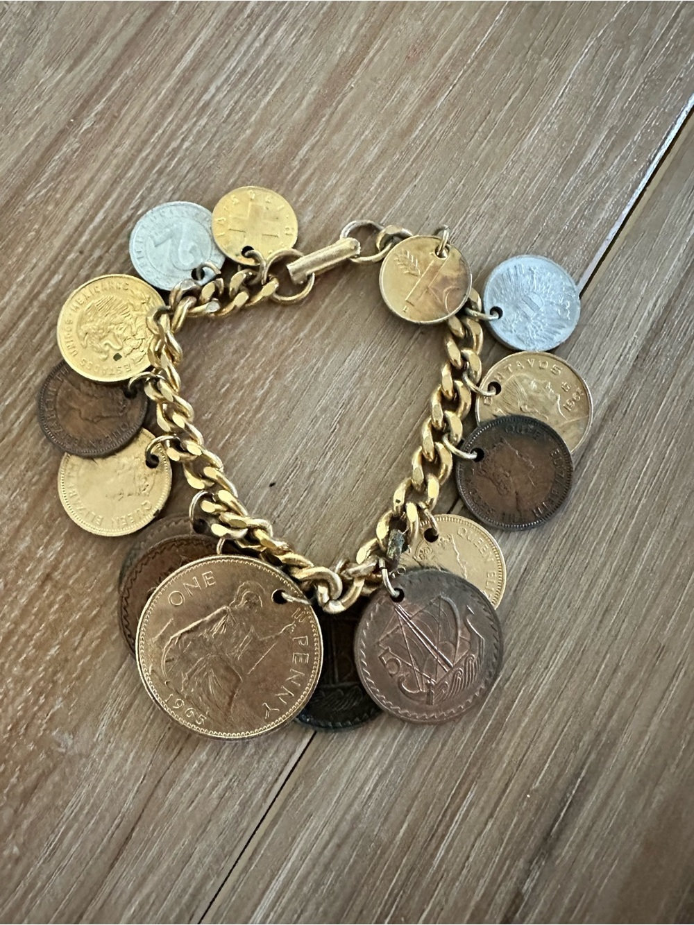 Vintage Foreign Coin Bracelet 1950s